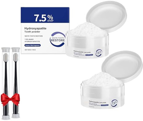 Polvo de hidroxiapatita microcristalina, polvo de hidroxiapatita para eliminar manchas en los dientes, producto para el cuidado bucal con blanqueamiento suave (2PCS)