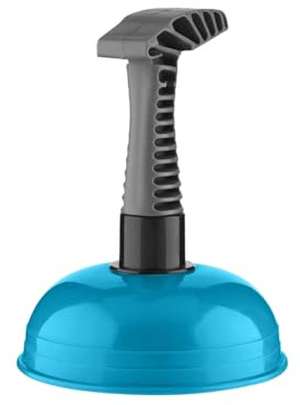 HOMESHOPA Short Handle Compact Mini Plunger, 17cm Blue Hand Grip Unclogging Tool for Kitchen Sink, Shower, Bathroom Drains, Bath, Strong Suction Rubber Cup, Multipurpose Uses