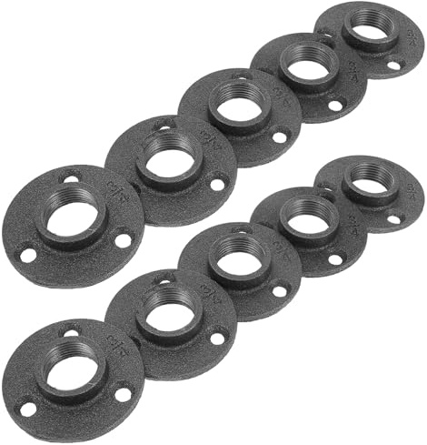VILLFUL 10 Pezzi Flange da Pavimento in Ghisa Malleabile Base Fissa per Tubazioni Tre Stile Industriale Vintage