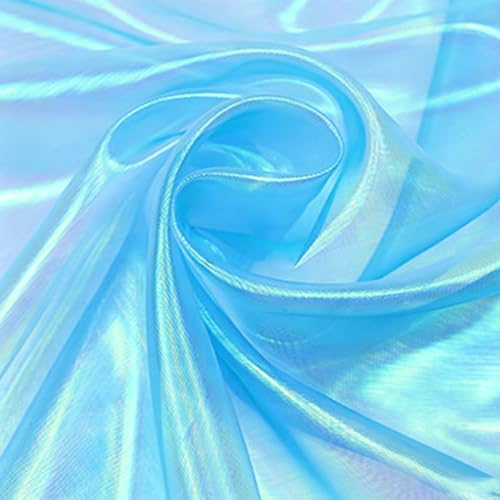 LUPATDY Organza-tyg 500 x 150 cm, tyger för sömnad, metervara, skimrande organza-duk, magiskt glänsande tyg för bröllopsdekor, dukar, scenshow, gardiner (himmelsblå)