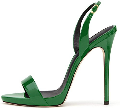 Elashe - Scarpe da Donna con Tacco Alto 12CM - Sandali della Cintura della Caviglia Verde EU39