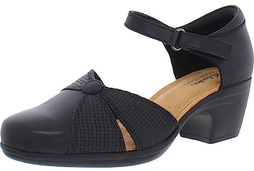 Clarks - Zapatos de tacón Emily Rae para mujer, Cuero negro, 5