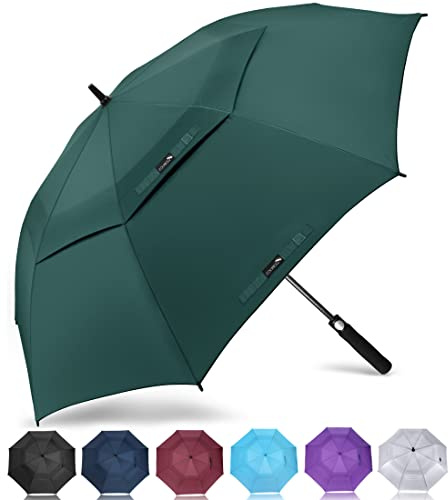 ZOMAKE Paraply Vindtät,Paraply Storm Resistant Large,68Tum XXL Golf Paraply Med Automatisk Open Close För Män Kvinnor(Mörkgrön)