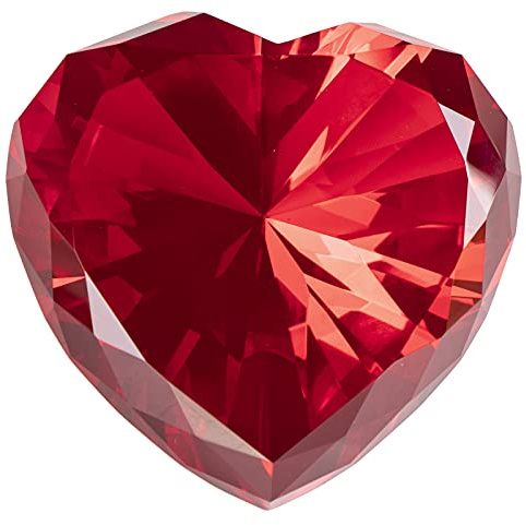 Pesas de papel con diamantes de cristal rubí con caja de regalo, 80 mm con forma de corazón rojo con gemas de cristal real, pisapapeles de diamantes grandes, cumpleaños, aniversario, mujeres, regalos
