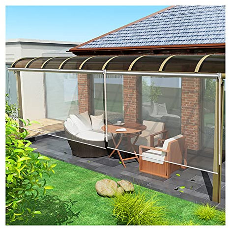 Wasserdichtes transparentes Rollo,durchsichtige Gartenrollos Garten,winddichter Vorhang aus Kunststoff,wetterfest,ohne den Genuss der Außenlandschaft zu beeinträchtigen,90x250cm/35.4x98.4in