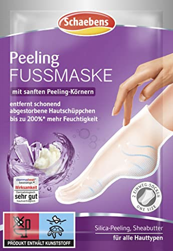 Schaebens Fußmaske Mit Sanften Peeling-Körnern - Sheabutter und Silica-Peeling für Alle Hauttypen (2 Socken für 1 Anwendung)