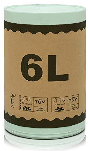 YourCasa 6L Organic Waste Liners, 100% Compostable, Tear-Resistant and Leak-Proof Organic Waste Bags for Organic Waste Bins, Composters (36 x 35 - 6 L)