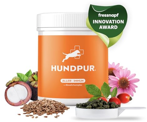 Hundren Aller-Immun 300 g – Tilläggsfoder – multivitamin pellets för hundar – vitamin B komplex, vitamin C & propolis – kosttillskott hund – Made in Germany