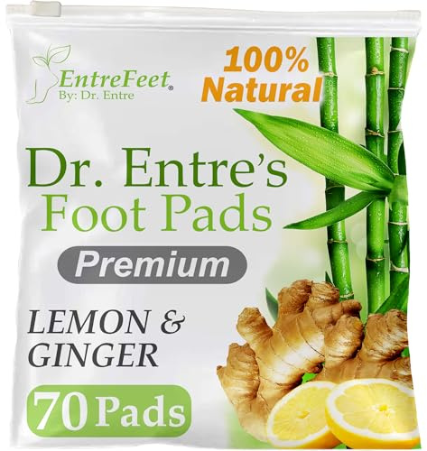 Dr. Entre's Foot Pads Lemon & Ginger to Feel Better, Sleep Better & Relieve Stress, Foot Patches | 70 Pack