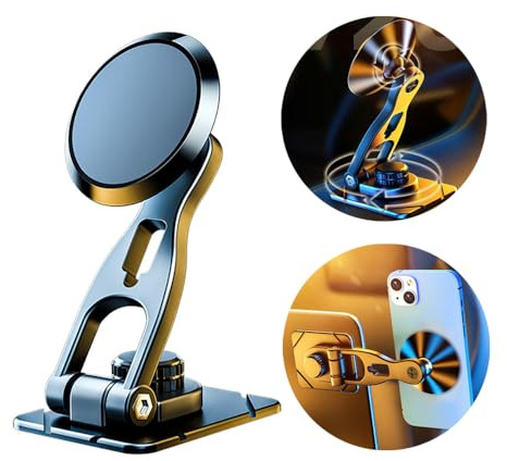 QUEMISS Handyhalterung Auto Telefon Starke Saug Kleber Dreh Klapp Handyhalter Auto Anwenden Für Center Console Kompatibel Mit Allen Smartphones