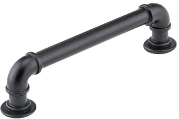 Rok 10 Pack Hardware Matte Black Industrial Pipe Style 5-1/32 (128mm) Center, 6 Inch Length, Black Kitchen Hardware for Cabinets, Farmhouse Hardware Kitchen Pull/Handle, P9022128MB