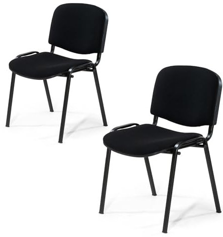 Topsit 2er Set Besucherstuhl ISO, Bequemer Konferenzstuhl, stapelbar, mit gepolsterter Sitzfläche und Rückenlehne. CLA000001 (Schwarz)