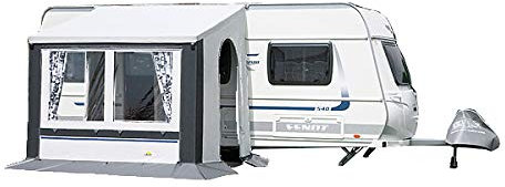 DWT Wohnwagen-Teilvorzelt Cortina II in Blau oder Grau inkl. 28x1 mm Gestänge ST, Vorzelt Dauercamping in 6 Größen, Größe:Gr.1 grau 200x150cm AP-Plus