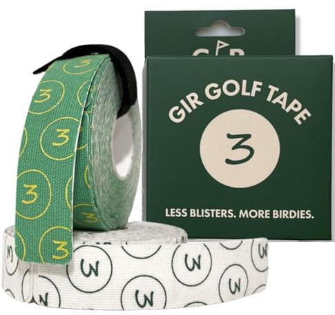 GIR Golf Tape - Cinta deportiva de golf para protección contra ampollas y puntos calientes en manos y dedos, flexible elástica en 4 direcciones, impermeable, cinta precortada para dedos de golf