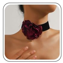 Inateannal Boho Schwarzer Samt Choker Halskette Mit Schwarzer Blume Rose, 3D Rose, Große Blume - Wildleder Kragen Schmuck Für Frauen Und Mädchen