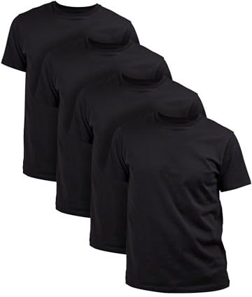 Basic Treasure 4-Pack T-Shirt Herren Schwarz 100% Baumwolle, Schwarze Tshirt Herren, T-Shirt Männer, Tshirt Herren Schwarz - L