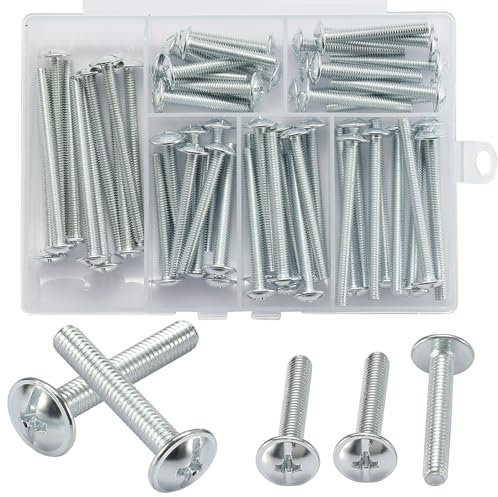 AMLOOPH M4 60-pack Cabinet & Door Handle Screw Assortment - M4 Bolts (25/30/35/40/45/50mm) for Kitchen, Wardrobe, Cupboard, Drawer Knobs, Handles, and Screws