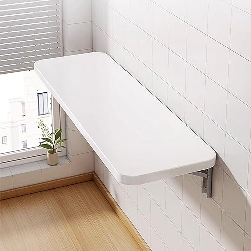 Kedia Mesa de Comedor Plegable de Pared - Mesa de Cocina de Madera Maciza Estable (80 x 50 x 1,6 cm) - Color Blanco