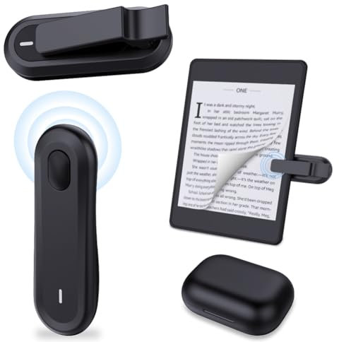 Fiorky RF Remote Control Page Turner for Kindle iPhne iPd for Andrid iOS Tablets, with Digital Display Charging Case Taking Photos Remote Control Camera Shutter Clicker Reading Novels