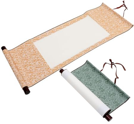 PHENOFICE 2stücke Mini Kalligraphie Xuan-papier Leere Rollbilder Für Malerei Und Schreiben Leichte Wandrollen Grün Und Gelb Für Kalligraphie-projekte