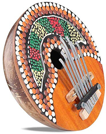 YIWEOG Pianoforte a Pollice 7 Tasti Regolabile in Guscio di Cocco Dipinto Pianoforte a Pollice per Strumento Musicale a Tastiera a percussione