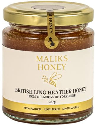Maliks Honey – Raw British Ling Heather Honey | UK’s Alternative to Manuka honey |100% Pure, Unpasteurized & Natural | Rare Gourmet Honey with Rich, aromatic Flavor | 227g Jar