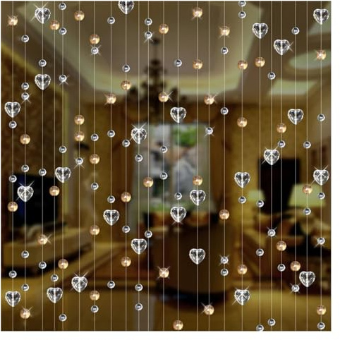 LYXYGMV Amor Transparente Cuentas de Cristal decoración Interior Puerta Cortina Hotel Sala de Estar Adornos de partición Adecuado para Festivales, Hogares, Fiestas De Boda(Champagne,5 Strings 100cm)