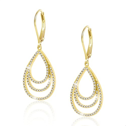 ALEXCRAFT Gold Layered Ohrringe Silber 925 Hängend Lange für Damen Frauen
