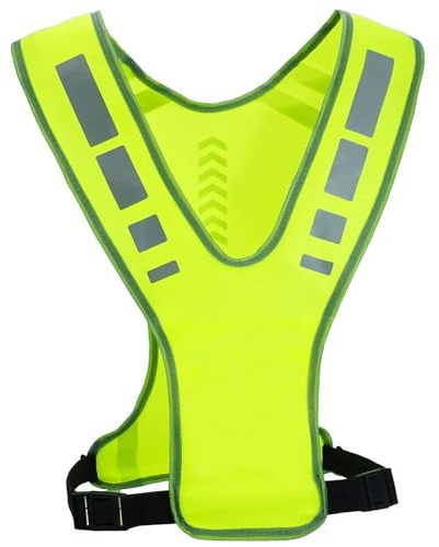 GmwyCzV Sicherheitsweste, Warnschutz Reflektorweste, Warnweste mit Reflektorband und Taschen, Arbeitsweste für Fahrrad, Joggen, Laufen, Wandern, Fluoreszierendes Grün