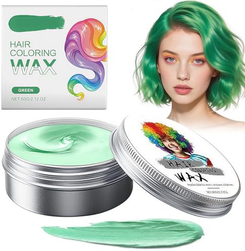 Green Temporary Hair Color Wax for Kids, Crazy Green Hair Dye, Washable Instant Styling Hairstyle Color Mud Pomade for Girls Boys, DIY Hair Spray Cream for Women Men Cosplay Halloween