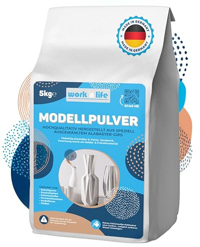 Work'n'life Modellgips aus Alabastergips für Gießen & Modellieren | Ideal für detailreiche Formen, Skulpturen und Modellbau mit glatter Oberfläche.