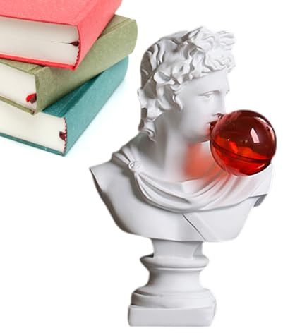 David-Büste Statue, 23 x 16 x 10,5 cm, griechische Skulptur von David, blasende Blasen, wasserdichte Desktop-Kunststatue, dekorativ, multifunktional, Bastelornamente, Heimdekoration für Tischplatte