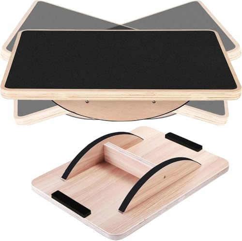Wooden Balance Board, Wobble Board for Under Desk, Balancing Board for Exercise, Wobble Board for Standing Desk, Anti Slip Roller, Balance Trainer for Body Balance Training and Leg Muscle Stretching