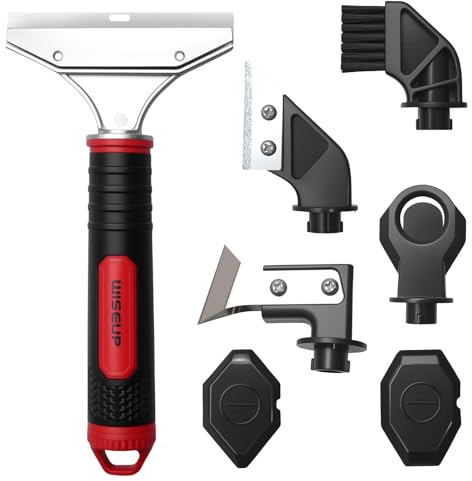 WISEUP Caulking Tool，6 in 1 Caulk Remover Tool with Grout Scraper，Brush，Caulking Tool Kit for Kitchen,Bathroom,Window,Door