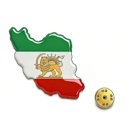 Amaxer Persien Iran Löwe und Sonne Flagge Emaille Brosche Revers Pins Old Persisch Iranische Löwe Sonne und Krone Pin Schmuck Statement Rucksack Abzeichen Tasche Dekoration Zubehör