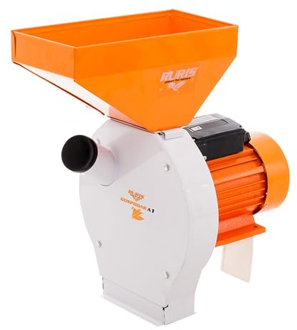 RURIS Gospodar A1 Moulin a Cereales Marteaux 2700W 180 kg/h 4 Tamis | 220V 180 kg/h 20 Marteaux 2 Couteaux 4 Tamis 2-5 mm Systeme Anti-Reflux Sac 50 L Mais Ble Orge