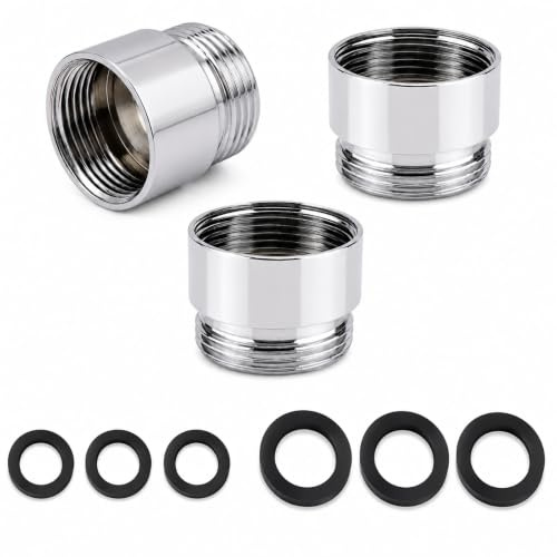 FortWeal Faucet Adapter, 3 Pack M22 Female to M22 Male Brass Tap Aerator Connector, Universal Thread Converter for Kitchen Bathroom Sink Mixer Hose Water Filter Pipe Sprayer Coupling Kit