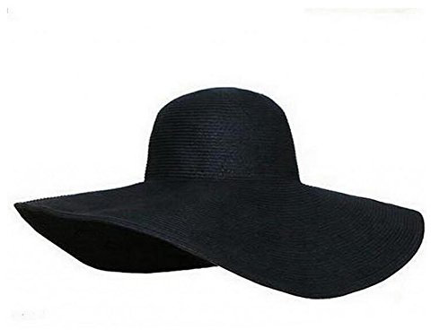 erioctry Frauen Mädchen Großer Rand Garten Strand Big Summer Sun Hat Pool Garten Strand Strohhut für Urlaub Reise Schwarz