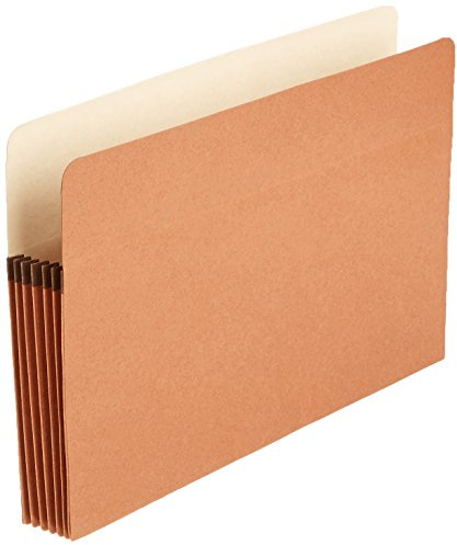 Amazon Basics Expanding Accordion File Folder Organizer, Legal Size, 5-1/4 Inch Expansion, Document Storage, Reinforced, Large Capacity, Red, 50-Pack, 9.5 x 14.8 Inches