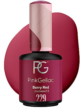 Pink Gellac UV Gel Nagellack - 229 Berry Red 15 ml - Lang Anhaltend UV Nagellack Rot - Gel UV für 14 Tage Nägel in Salonqualität - Made in Holland