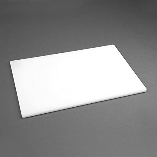 Hygiplas Low Density Chopping Board Dishwasher Safe, White 450x300x10mm | Prevents cross-contamination in HACCP systems with a non-absorbent polyethylene surface for bakery and dairy prep.