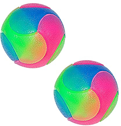 Rolin Roly Blinkender Spielball mit Farbwechsel, für Hund und Katze, glatt, 2 Stück