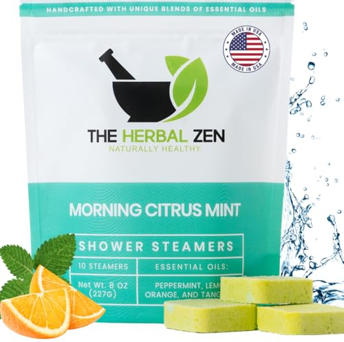 Morning Citrus Mint Shower Steamers Aromatherapy for Energy - USA Made Mothers Day Gift for Mom - Peppermint & Orange Shower Bomb Tablets – Soothing Natural Essential Oils (10 Pack)