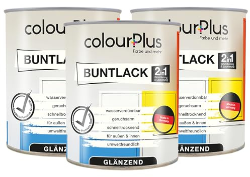colourPlus 2in1 Buntlack Glänzend (2,25L Anthrazitgrau/Dunkel Grau RAL 7016) – Wetterfeste Holzfarbe Holzlack Küchenmöbellack. Für Innen & Außen