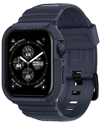 Spigen Rugged Armor Pro Fodral och Armband Kompatibel med Apple Watch Serier 9/8/7(45mm) och 6/5/SE(44mm) Skyddande - Kolgrå