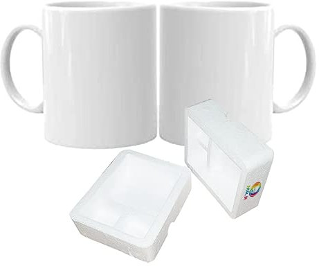 MR.R Sublimation Blancs Vaisselle Laveuse Céramique Blanc Tasses à Café 330 ml Vide Céramique Gobelet Classique pour Lait Thé Cola Eau Lot de 2 avec Paquet Sécurisé