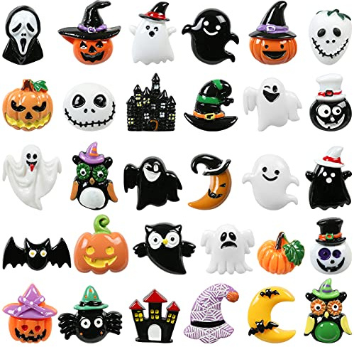 Kesote 30x Halloween Deko Streudeko Tischdeko Konfetti Kunstharz Mini Zubehör Kunstharz Miniatur Klein Figur zum Basteln DIY Geschenk Mitgebsel