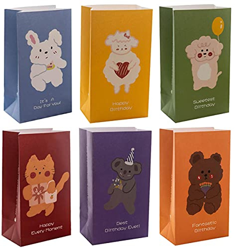 ZESLIV 30 Stück Papiertüten aus Kraftpapier, Geschenktüten, Geschenktasche, Geschenkbeutel aus Papier mit Aufkleber, Papiertüten Geburtstagsgeschenk, Candy Tüten zum Verpacken von Geschenken