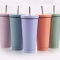 QINONEY Stainless Steel Travel Mug with Straw and Lid, 750ml/25oz Travel Tumbler, Double Wall Vacuum Insulated Cup for Ice Cold or Warm Drinking, Reusable Coffee Mug Travel Mug (Light Purple)