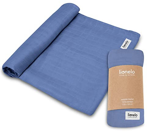 lionelo Bamboo Swaddle Muslin Baby Swaddle Newborn Blanket Made of 100% Natural Bamboo Cotton, Big size 120x120cm Pleasant to the touch, Soft fabric, Absorbs moisture and unpleasant odors